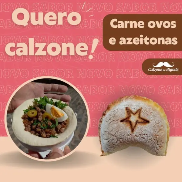 Calzone do Bigode Carne ovos azeitonas